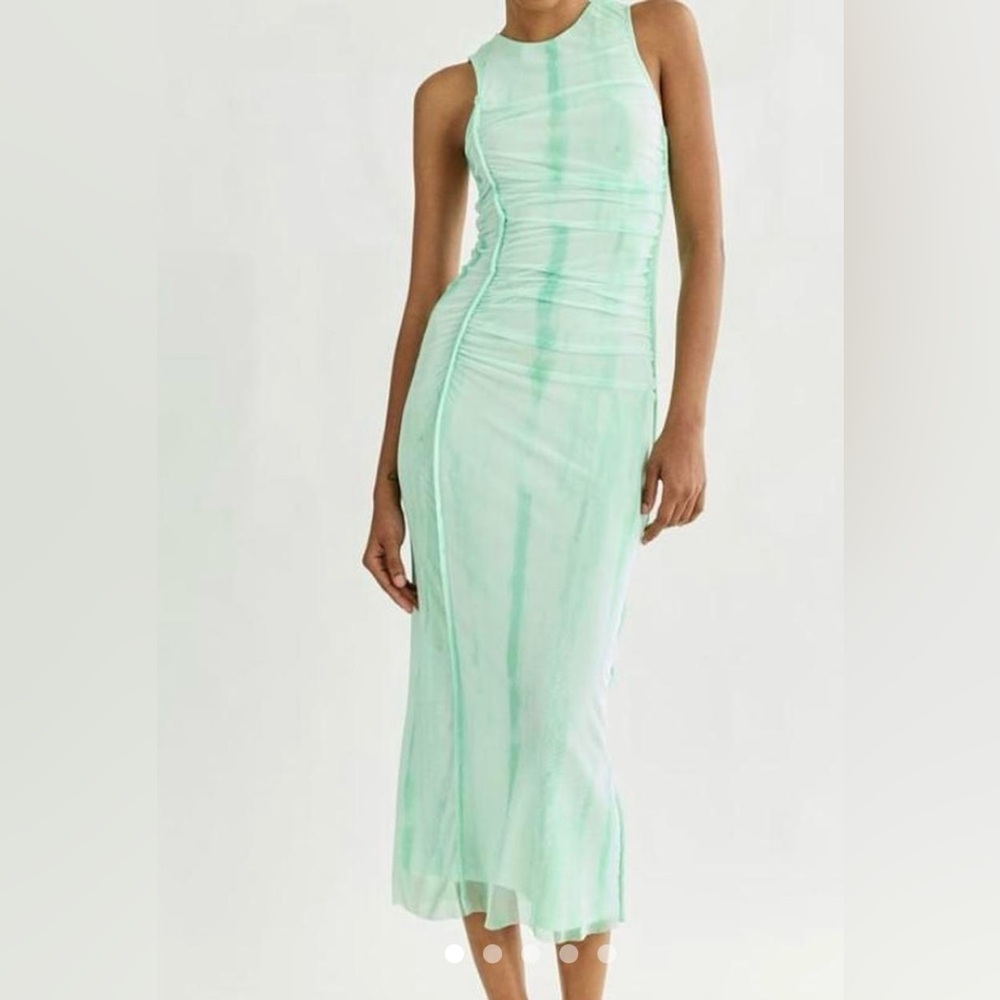 Zara Green and White Dress Size L